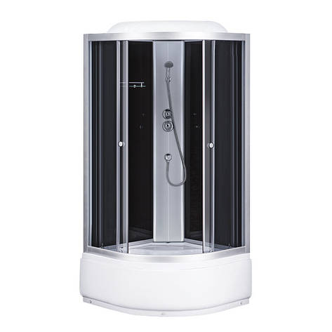 6690A, Sansa, гідробокс 100 х 100 см, рама сатин, скло сіре, заднє скло чорне, фото 1