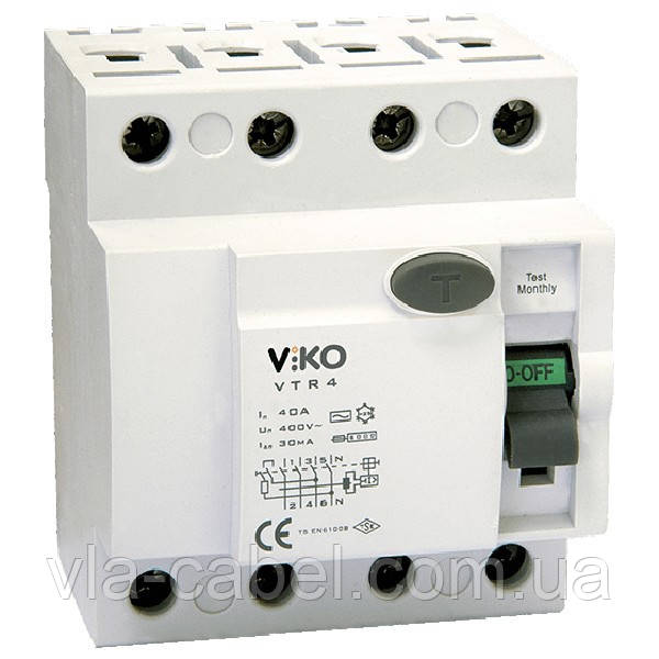 Пристрій захисного вимкнення (УЗВ) Viko 4P 16A 30mA