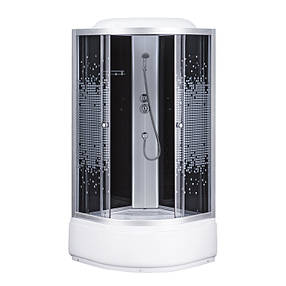 6690A, Sansa, гідробокс 100 х 100 см, рама сатин, скло сіре-мозаїк, задне скло чорне, фото 1