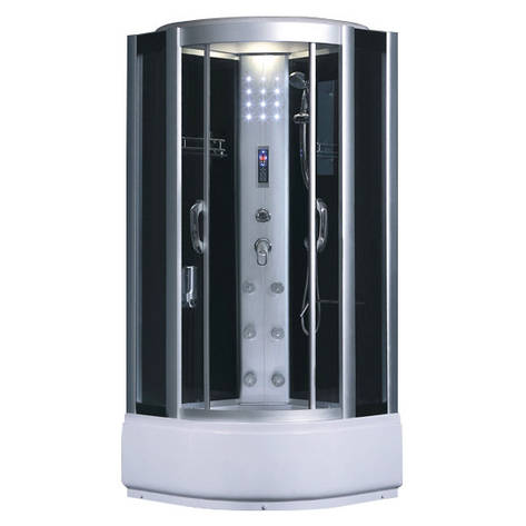 SW-8809, Fabio, гідробокс з КПК, 90 х 90 см, рама сатин, скло сіре, заднє скло чорне, фото 1