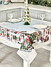 Новорічна гобеленова скатертина різні розміри тканинна Limaso Лімасо різдвяна Санта VILLAGE 137*137 см, фото 6
