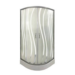 90119, Sansa, душова кабіна 90 х 90 см, рама сатин, скло вертикальні полоски, фото 1