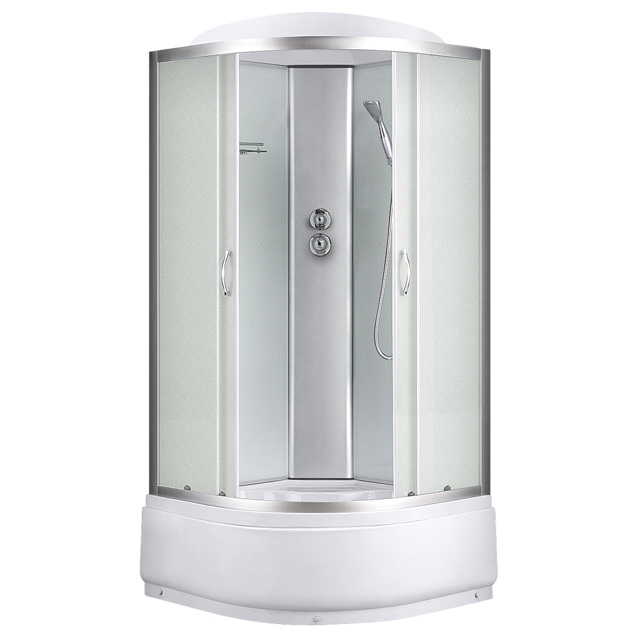 6690A, Sansa, гідробокс, 90 х 90 см, рама сатин, скло матове, заднє скло біле