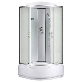 6690A, Sansa, гідробокс, 90 х 90 см, рама сатин, скло матове, заднє скло біле, фото 1