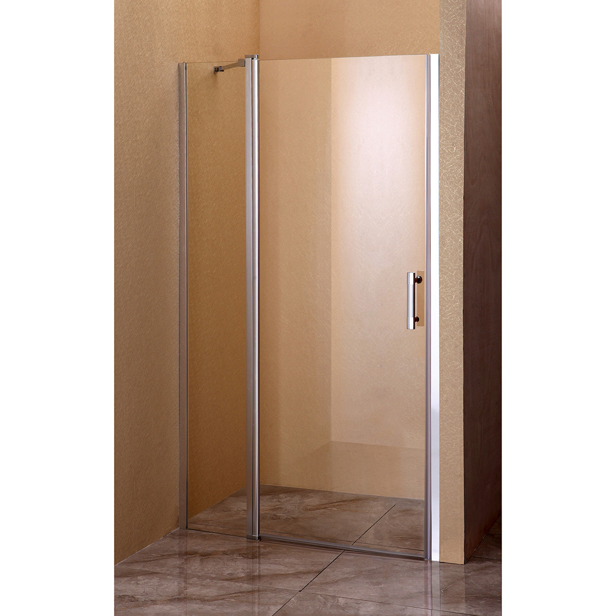 Душові двері 100*185 см розпашні Sansa, рама сатин, скло прозоре 6 мм