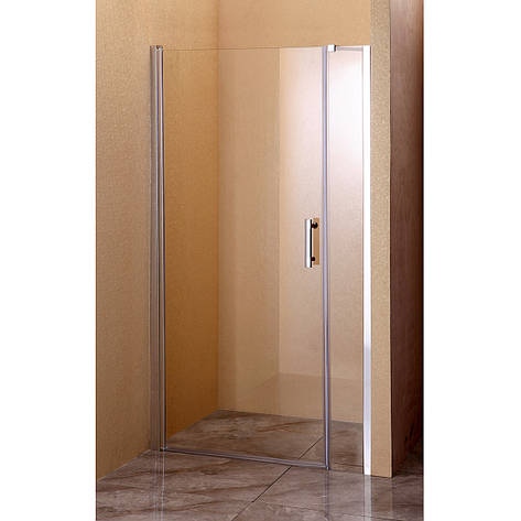 Душові двері 100*185 см розпашні Sansa, рама сатин, скло прозоре 6 мм, фото 1
