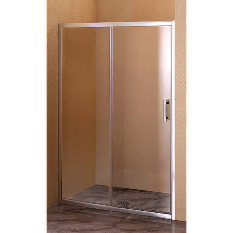 Душові двері 120*185 см розсувні Sansa, рама сатин, скло прозоре 6 мм, фото 1