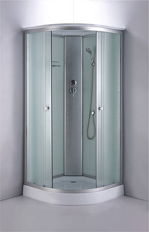 Гідробокс Sansa, рама сатин, скло фабрик-білий, без форсунок 900*900*(150) 2150 мм, фото 1