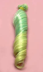 Волосся для ляльок, термостійке, римського типу, колір омбре блонд і бірюза(№01), довжина 15 см