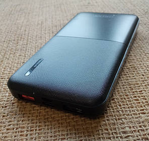 Повербанк GRIXX 10000 mAh, 2 USB входи, USB-C, Micro-USB, швидк. зарядка, кабель USB-USB-C в комплекті, чорний