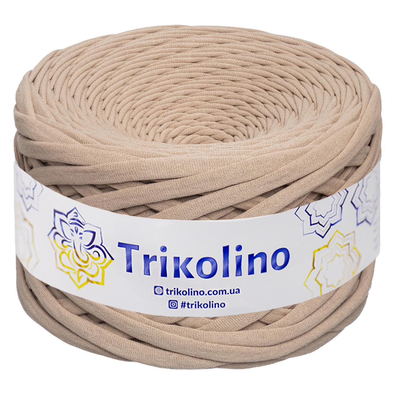 Трикотажна пряжа Trikolino, ширина нитки 7-9 мм., довжина мотка 100 м., Кава з молоком