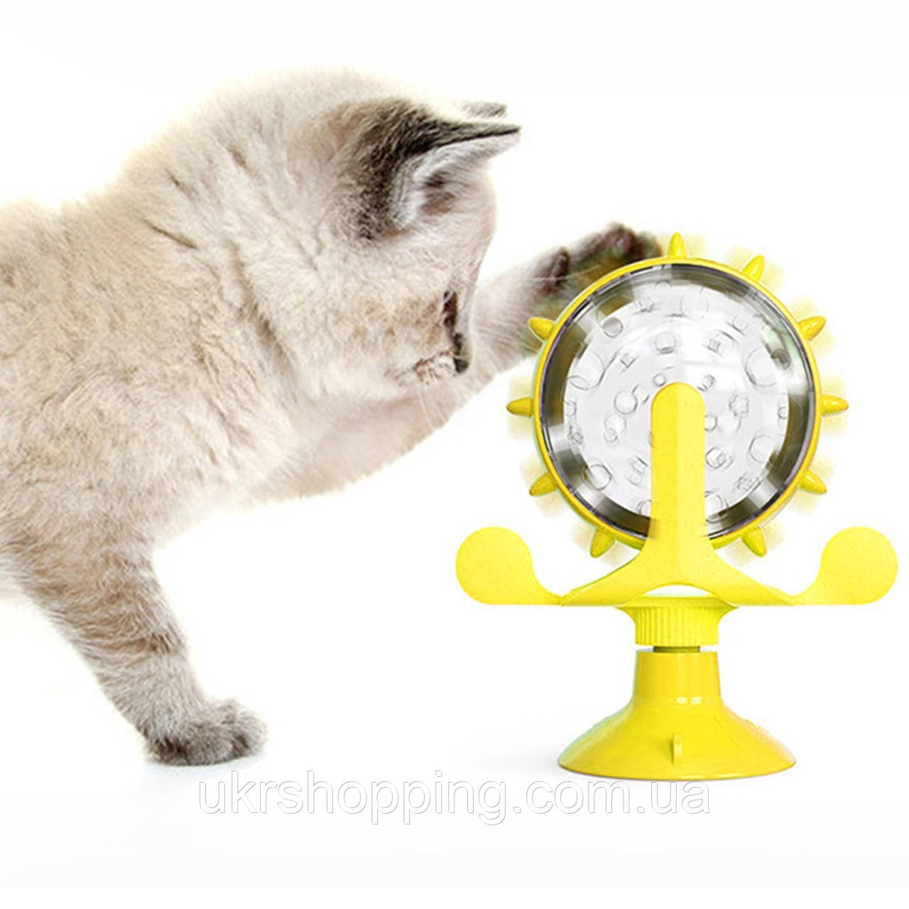 Автоматическая кормушка для кошек H2105F Желтая, интерактивная игрушка для кота, игрушка кормушка (SH) - фото 4 - id-p1718558923