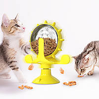 Автоматична годівниця для котів H2105F Жовта, інтерактивна іграшка для кота, іграшка годівниця для кота