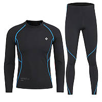 Термобелье мужское XINTOWN NYXT16XJCT Black-Blue L осенне-зимнее белье для фитнеса на флисе