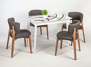 Кухонний стіл склом Мілан Diamond Glass нерозкладний Askalon з масиву дерева, колір на вибір, фото 2