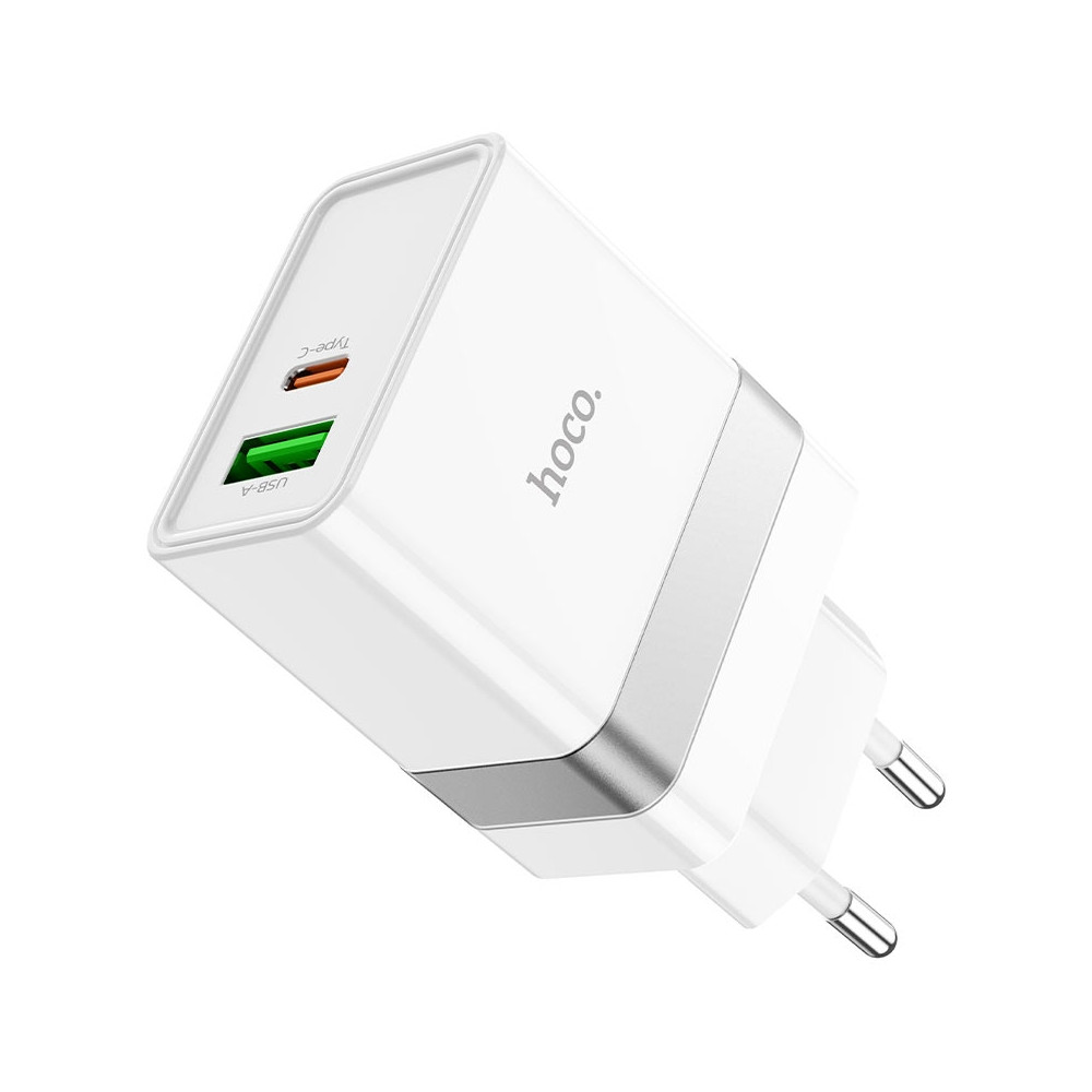 Зарядний пристрій HOCO N21 Topspeed USB-A + USB-C 30W білий (6931474757777)