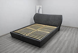 Ліжко двоспальне з підйомним механізмом в спальню Дерево/Тканина Сантіно 160х200 Шик-Галичина сірий