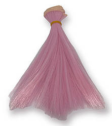 Волосся для ляльок, термостійке, пряме, колір Рожевий (№22), довжина 15 см