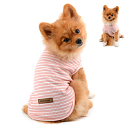 Костюм (футболка) для собак и котов в полоску, размер S, розовый
