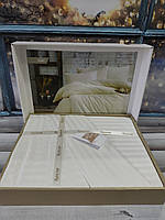 Набір постільної білизни сатин страйп Karina Home євро розмір кремовий