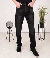 Теплые мужские джинсы большого размер батал прямые темно серого цвета