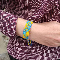 Жіночий браслет ручного плетіння макраме "Мерет" CHARO DARO (синьо-жовтий)