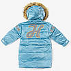 Пальто зимове для дивчаток May Janemon 120 блакитне 982039, фото 2