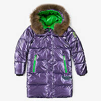 Пальто зимнее для дівчаток Malie 134 сиреневое 982041