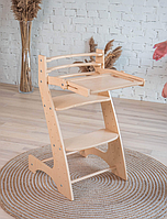 Зростаючий дитячий багатофункціональний дерев'яний стілець/стіл, колір дерево.