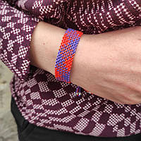 Жіночий браслет ручного плетіння макраме "Мерет" CHARO DARO (помаранчево-фіолетовий)