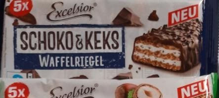 Вафлі в Шоколаді Excelsior Schoko & Keks Waffelriegel Шоколадний Кекс 172,5 г / 5 шт Німеччина