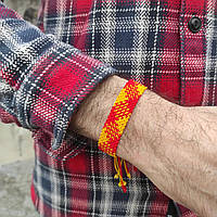 Чоловічий браслет ручного плетіння макраме "Мерет" CHARO DARO (жовто-червоний)
