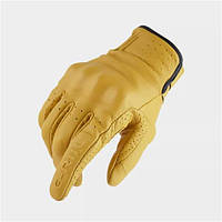 Перчатки мотоциклетные кожаные с защитой костяшек E-RIIL M перфорация желтый