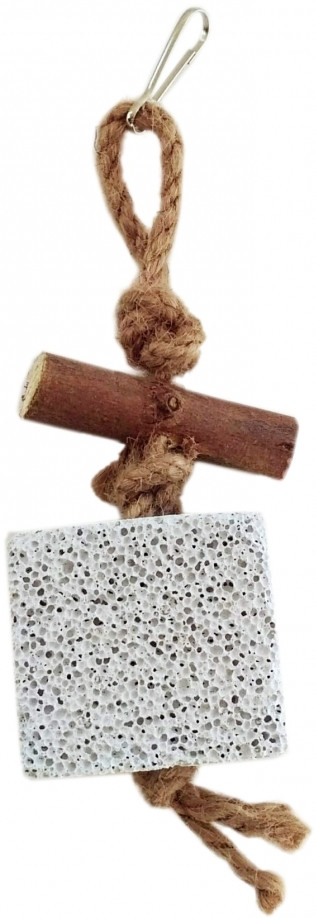 Іграшка-Погризка камінь-пемза на канаті для гризунів та папуг, 20 см