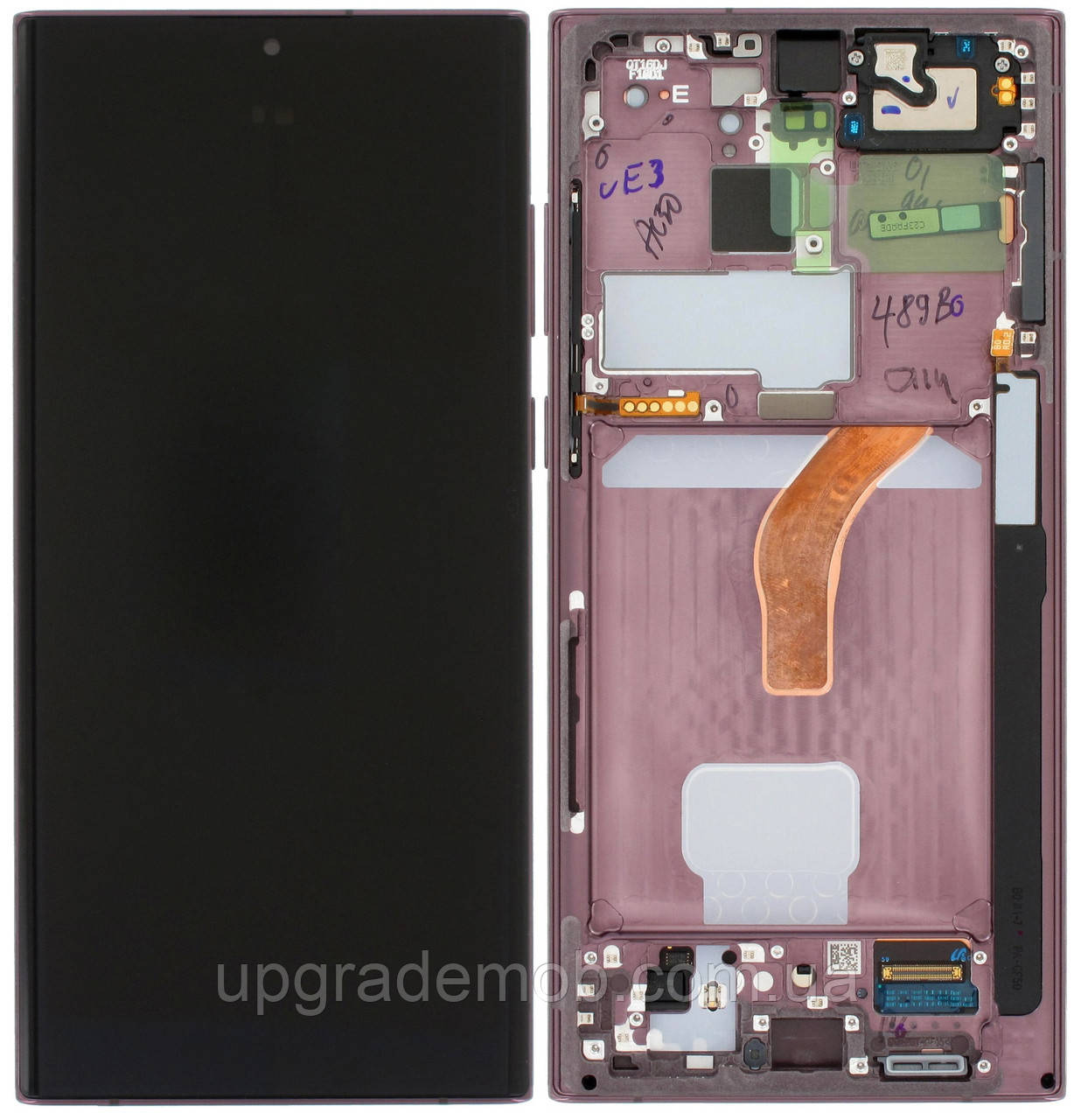 Дисплей модуль тачскрин Samsung S908 Galaxy S22 Ultra 5G чорний Amoled оригінал сервісне паковання з рамкою