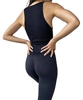 Спортивний жіночий топ в рубчик L/XL, Чорний, фото 10