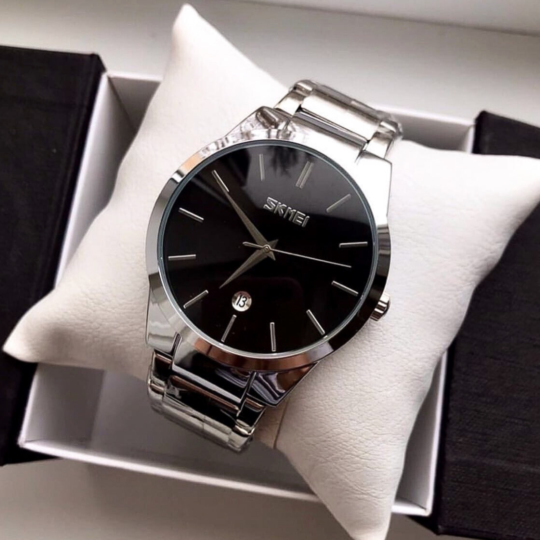 Чоловічий класичний годинник Skmei Silver металевий, срібний оригінальний