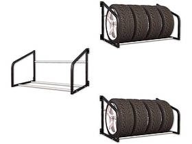 Полиця розсувна для зберігання коліс чорна OL477/1