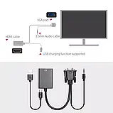 VGA на Hdmi кабель конвертер перехідник-перетворювач адаптер ВГА сигналу з аудіо на Hdmi, фото 5