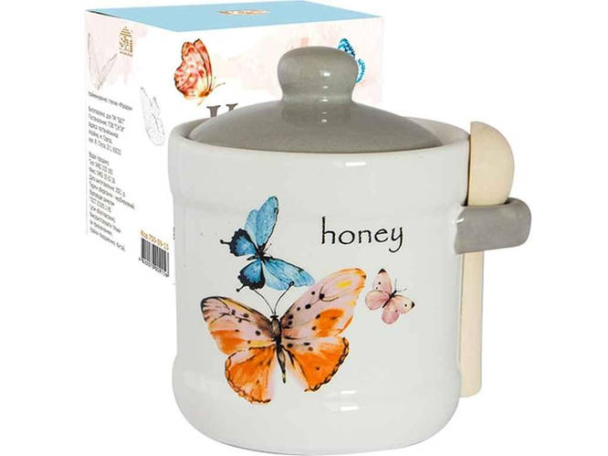 Банка для меду з деревяною ложкою Махаон 450мл 700-04-15 ТМ SNT (ID ...