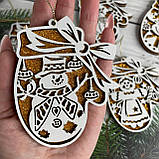 Іграшка на ялинку "Рукавичка" сніговик 11 х 8,5 см, фото 2