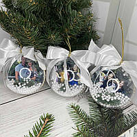 Новорічна іграшка з фото з двух сторін. Фото-іграшка на ялинку, 10 см