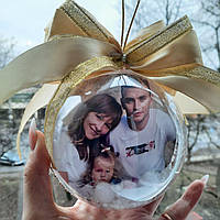 Новорічна іграшка з фото з двух сторін. Фото-іграшка на ялинку, діаметр іграшки 10 см