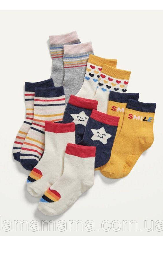 Набір із 6 пар шкарпеток для дівчинки Олд Неві Old Navy 6-12 міс. / 10-12 см