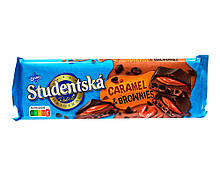 Шоколад чорний та молочний з карамеллю та брауні Studentska Caramel & Brownies, 240 г