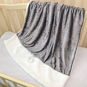 Дитяча подвійна ковдра — плед із оксамиту та махри 90*100 см Оксамит Betis Сірий