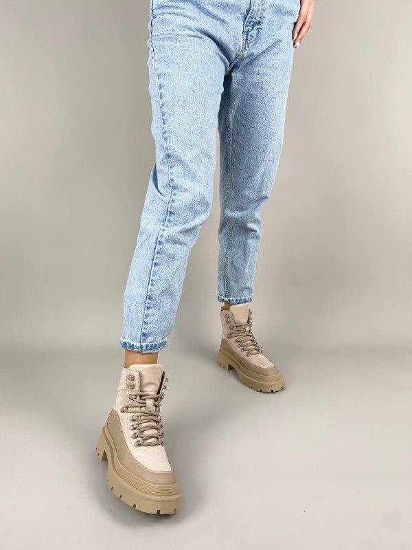 Жіночі демісезонні черевики ShoesBand Лате натуральні шкіряні та нубук на середню стопу всередині байка 41