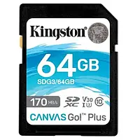 Карта памяти Kingston Canvas Go! Plus SDG3/64GB Black 64GB SD
