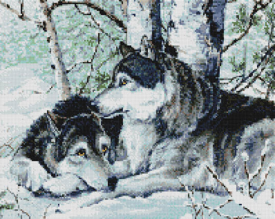 SPR012 Набір діамантової мозаїки на підрамнику 40х50 Вовки на снігу, фото 2