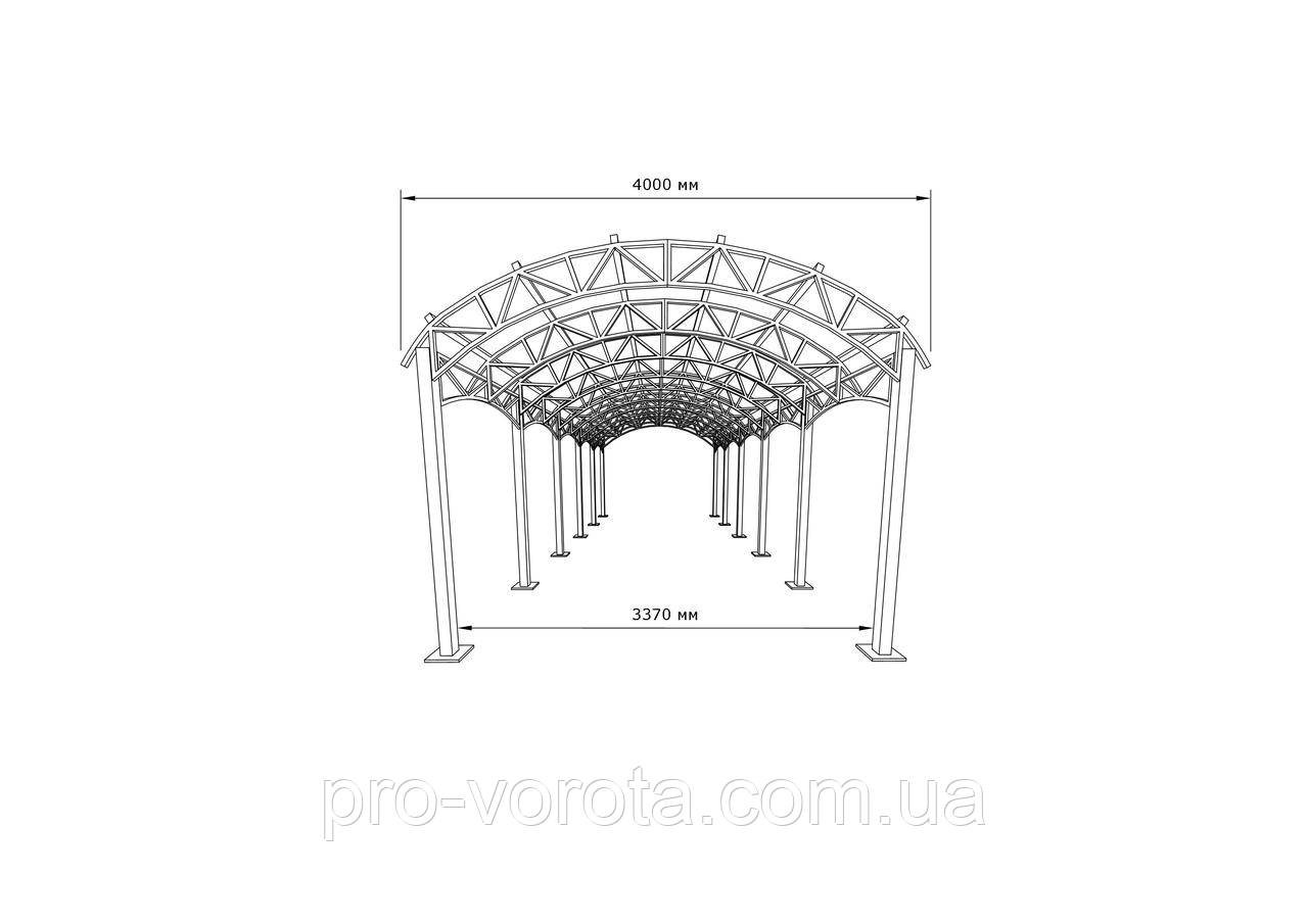 Комплект арочного навеса с фермами "Собери Сам" 10000х4000 мм Профнастил - фото 6 - id-p1715355167